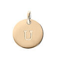 Pendentifs sur Artemare : Pendentif en plaqu&eacute; or m&eacute;daille 12mm gravure lettre alphabet "U"