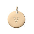 Pendentifs sur Artemare : Pendentif en plaqu&eacute; or m&eacute;daille 12mm gravure lettre alphabet "V"