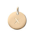 Pendentif en plaqu&eacute; or m&eacute;daille 12mm gravurelettre alphabet "X" Artemare