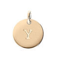 Pendentif en plaqu&eacute; or m&eacute;daille 12mm gravure lettre alphabet "Y"
