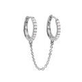 Boucles d'oreille "Ear Cuff" en argent rhodi&eacute; menottes articul&eacute;es avec cha&icirc;nette et oxydes blancs sertis (pour 2 trous) unitaire