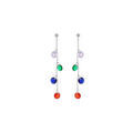 Boucles d'oreille en argent rhodi&eacute; cha&icirc;nette avec gouttes pierres multi couleurs et fermoir poussette Artemare