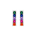 Boucles d'oreille sur Artemare : Boucles d'oreille en argent rhodi&eacute; descente de pierres multi couleurs et fermoir poussette
