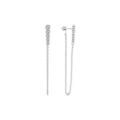 Boucles d'oreille en argent rhodi&eacute; cha&icirc;nette accroch&eacute; au fermoir poussette et rail oxydes blancs en chute Artemare