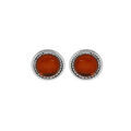 Boucles d'oreille en argent rhodi&eacute; Ambre v&eacute;ritable de 6mm et fermoir poussette