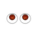 Boucles d'oreille sur Artemare : Boucles d'oreille en argent rhodi&eacute; pierre Ambre v&eacute;ritable 6mm dans cercle et fermoir poussette