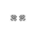 Boucles d'oreille en argent rhodi&eacute; oxyde 4mm blanc serti 8 griffes et fermoir poussette