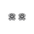 Boucles d'oreille sur Artemare : Boucles d'oreille en argent rhodi&eacute; oxyde 5mm blanc serti 8 griffes et fermoir poussette