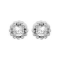 Boucles d'oreille sur Artemare : Boucles d'oreille en argent rhodi&eacute; oxyde blanc serti 3mm contour perl&eacute; et fermoir poussette