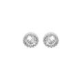 Boucles d'oreille sur Artemare : Boucles d'oreille en argent rhodi&eacute; oxyde blanc serti 4mm contour perl&eacute; et fermoir poussette