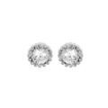 Boucles d'oreille en argent rhodi&eacute; oxyde blanc serti 5mm contour perl&eacute; et fermoir poussette Artemare