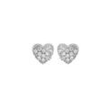 Boucles d'oreille sur Artemare : Boucles d'oreille en argent rhodi&eacute; coeur pav&eacute; d'oxydes blancs sertis et fermoir poussette
