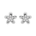 Boucles d'oreille en argent rhodi&eacute; &eacute;toile d'oxydes blancs et fermoir poussette Artemare