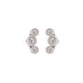Boucles d'oreille en argent rhodi&eacute; arc de perles blanches de synth&egrave;se et fermoir poussette