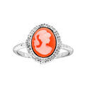 Bague en argent rhodi&eacute; Cam&eacute;e rose