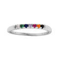 Bague en argent rhodi&eacute; avec oxydes multi couleurs