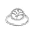 Bague en argent rhodi&eacute; arbre de vie avec pourtour d'oxydes blancs sertis Artemare