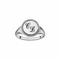 Chevali&egrave;re en argent rhodi&eacute; plateau rond contour perl&eacute;