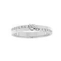 Bagues sur Artemare : Bague en argent rhodi&eacute; lisse et rails d'oxydes blancs sertis