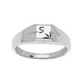 Chevali&egrave;re en argent rhodi&eacute; petit plateau carr&eacute; cisel&eacute; en &eacute;toile dans angle
