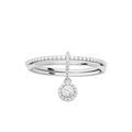 Bague en argent rhodi&eacute; double anneau avec rail oxydes blancs sertis et pampille oxydes blancs sertis Artemare