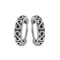 Boucles d'oreille sur Artemare : Cr&eacute;oles en acier patin&eacute;e balinaises avec motif infini diam&egrave;tre 15mm