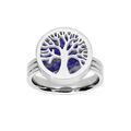 Bague en acier ronde avec arbre de vie sur fond Lapis Lazuli v&eacute;ritable Artemare