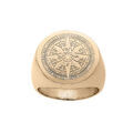 Chevali&egrave;res sur Artemare : Chevali&egrave;re en acier et PVD jaune ronde motif boussole nautique