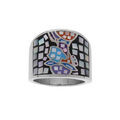 Bague Stella Mia en acier portrait multi couleurs ton noir et Nacre Artemare