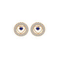 Boucles d'oreille en vermeil coeur Saphir v&eacute;ritable contour oxydes blancs et fermoir poussette Artemare