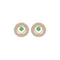 Boucles d'oreille sur Artemare : Boucles d'oreille en vermeil coeur Emeraude v&eacute;ritable contour oxydes blancs et fermoir poussette