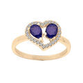 Bague en vermeil forme coeur avec Saphirs v&eacute;ritables et contour Topazes blanches serties Artemare