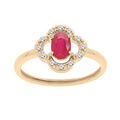 Bagues sur Artemare : Bague en vermeil forme fleur Rubis v&eacute;ritable et Topazes blanches
