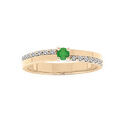 Bagues sur Artemare : Bague en vermeil Emeraude et rails de Topazes blanches serties v&eacute;ritables
