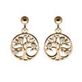 Boucles d'oreille sur Artemare : Boucles d'oreille en plaqu&eacute; or arbre de vie oxydes blancs sertis et fermoir poussette