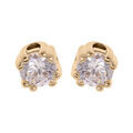 Boucles d'oreille sur Artemare : Boucles d'oreille en plaqu&eacute; or oxyde blanc 4mm serti 8 griffes et fermoir poussette