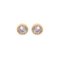 Boucles d'oreille en plaqué or oxyde blanc serti 4mm contour perlée et fermoir poussette Boucles d'oreille sur Artemare : Boucles d'oreille en plaqué or oxyde blanc serti 4mm contour perlée et fermoir poussette