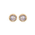 Boucles d'oreille sur Artemare : Boucles d'oreille en plaqu&eacute; or oxyde blanc serti 5mm contour perl&eacute;e et fermoir poussette