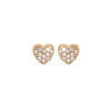 Boucles d'oreille en plaqu&eacute; or coeur pav&eacute; d'oxydes blancs sertis et fermoir poussette Artemare