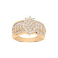 Bague en plaqu&eacute; or avec motif pav&eacute; d'oxydes blancs sertis