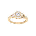 Bague en plaqu&eacute; or gros oxyde rond et oxydes blancs sertis