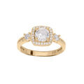 Bague en plaqu&eacute; or carr&eacute; avec gros oxyde blanc et oxydes blancs sertis Artemare