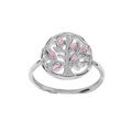 Bague en argent rhodi&eacute; motif arbre de vie et oxydes roses Artemare