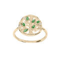 Bague en plaqu&eacute; or avec arbre de vie et oxydes verts Artemare