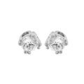 Boucles d'oreille en argent rhodi&eacute; oxyde blanc 6mm 8 griffes et fermoir poussette Artemare