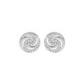Boucles d'oreille en argent rhodi&eacute; cercle motif spirale d' oxydes blancs et fermoir poussette