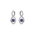 Boucles d'oreille sur Artemare : Boucles d'oreille en argent rhodi&eacute; motif infini avec oxyde bleu et blancs et fermoir poussette