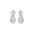 Boucles d'oreille en argent rhodi&eacute; motif infini avec Amethyste v&eacute;ritable et oxydes blancs sertis fermoir poussette
