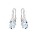 Boucles d'oreille en argent rhodi&eacute; avec Topaze bleu clair et oxydes blancs sertis et fermoir dormeuse Artemare
