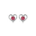 Boucles d'oreille en argent rhodié coeur avec oxyde rose serti et fermoir poussette Boucles d'oreille sur Artemare : Boucles d'oreille en argent rhodié coeur avec oxyde rose serti et fermoir poussette